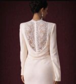 A white dress with a luxurious design